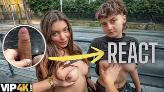 React: VIP4K. Two pretty Lesbians don't mind to having a Threesome with a stranger from the train