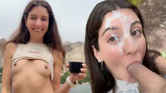 Cute Travel Companion Offers Blowjob and Sex on a Mountain Hike - Risky Public Sex Cumwalk