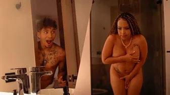 Why are you doing this? Stepson leaves his stepmother naked in the shower.
