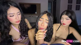 Beautiful Latinas share a big cock