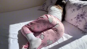 My stepdaughter in your new hello kitty pajamas always leaves her bedroom door open