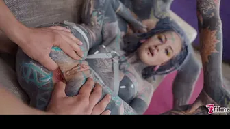 Intense double anal with heavily tattooed Anuskatzz – messy BJ, ATM, and huge anal gapes
