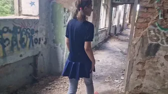 In an abandoned building Anastasia Mistress was walking around with the public upon returning home fuck slave with strapon
