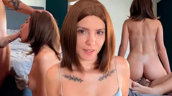The cuckold sits and watches as his wife sucks off and rides his best friend