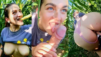 Almost got caught during Creampie session in the CORNFIELD