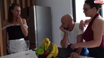I Licked Her Pussy Clean! My Asshole Hubby Cheats on Me with a Young Maid, Fucks Her Ass and Cums in Both Our Mouths!