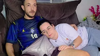 My stepsister walked in in the middle of the Brazil game, and I ended up putting my cock in her mouth