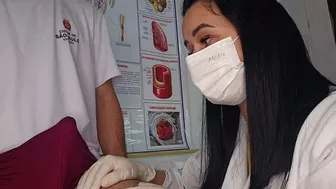 University student is seen by the university nurse
